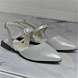 Кожаные босоножки с закрытым носком на маленьком каблуке, фото 9