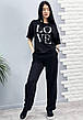 Жіночий літній костюм з футболкою жатка "Love story" колір графіт, фото 6