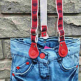 Джинси дитячі на червоних підтяжках, фото 5