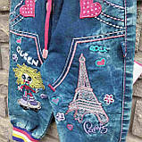 Джинсові штани для дівчинки на гумці з манжетом "Queen", фото 3