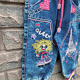 Джинсові штани для дівчинки на гумці з манжетом "Queen", фото 2