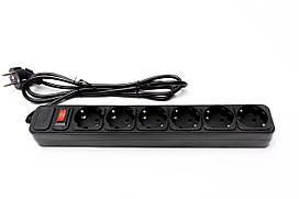 Мережевий фільтр PROLOGIX 075P6-18B, 220 В 10 А, 6 розеток, 1.8 м, чорний, box Q40