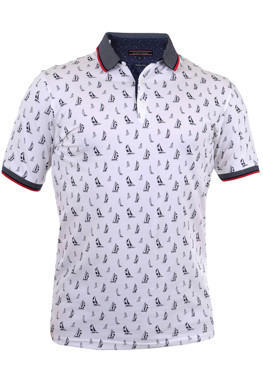 Футболка-поло чоловіча Le Gutti 23-1524-06 біла