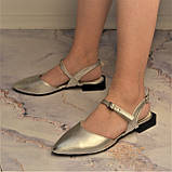 Кожаные босоножки с закрытым носком на маленьком каблуке, фото 3