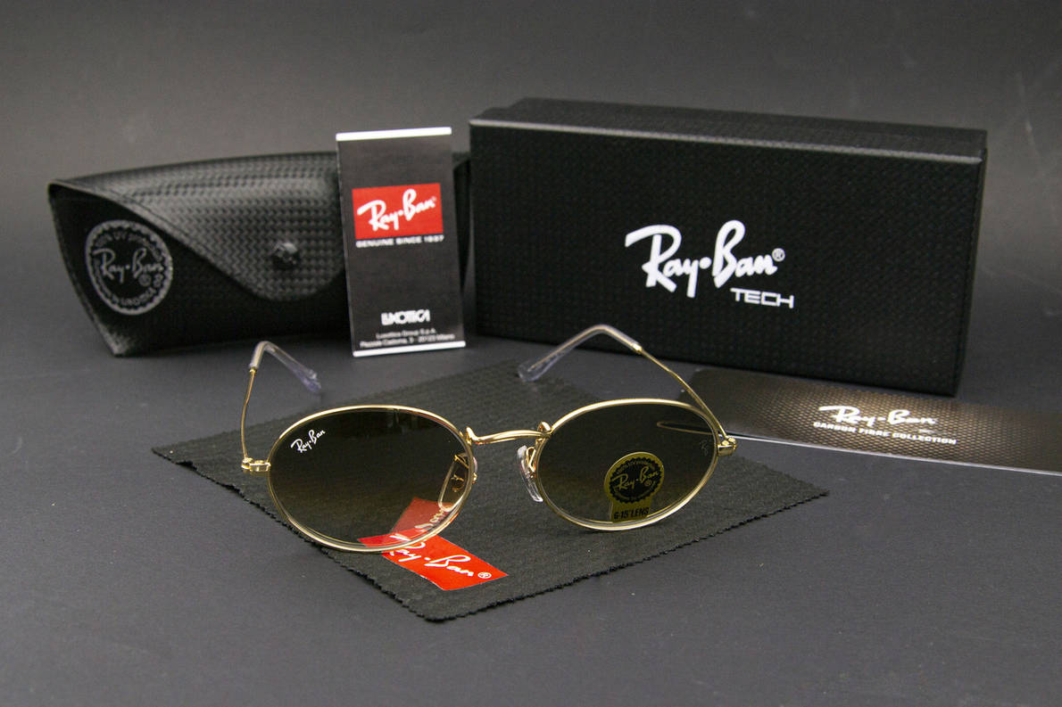 Сонцезахисні окуляри RAY BAN Oval Carbon Series (арт. RB3547/5) золота оправа/коричнева лінза, фото 1