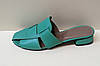 STTOPA Розміри 36-45. Шльопанці великих розмірів шкіряні. Каблук 3 см. 361-3645-3-1 Бірюзові, фото 5
