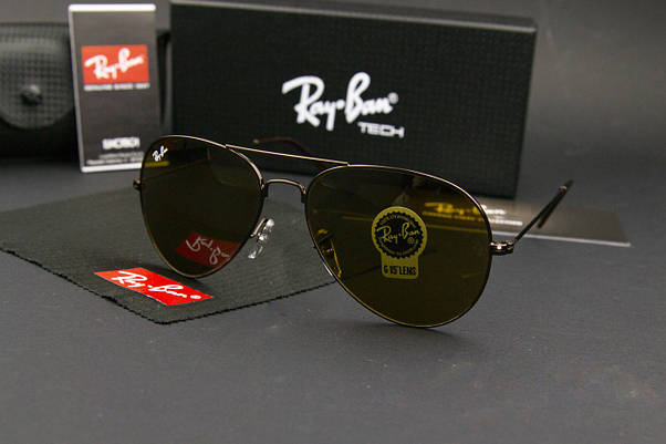 Сонцезахисні окуляри RAY BAN Aviator + футляр (арт. RB3025) коричневі/коричнева оправа, фото 3