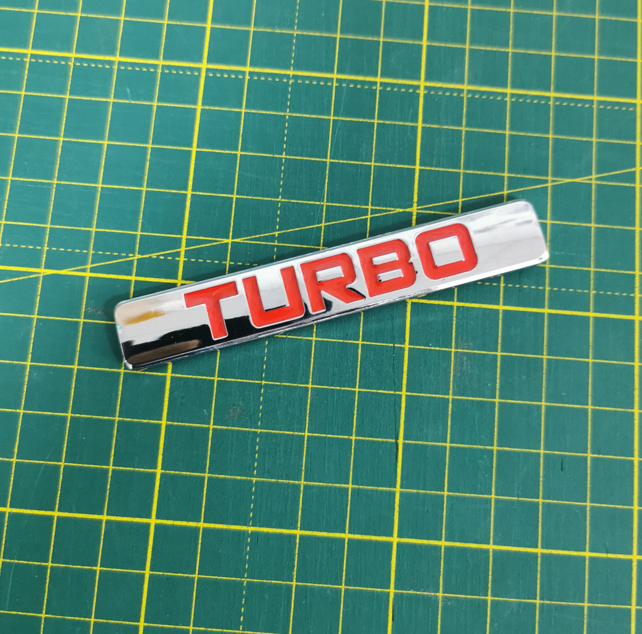 3D емблема TURBO - метал хром червоний текст