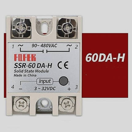Однофазне твердотільне реле SSR-60DA-H, фото 1