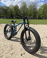 Велосипед фетбайк 26 дюймов, фэтбайк topRider-620 синий двухподвес