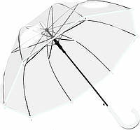 Женский прозрачный зонт с прозрачным куполом и ручкой-крючком