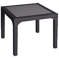 Стол под ротанг 90x90см Irak Plastik Geo верх стекло, ножки пластик, темно-коричневый 4770