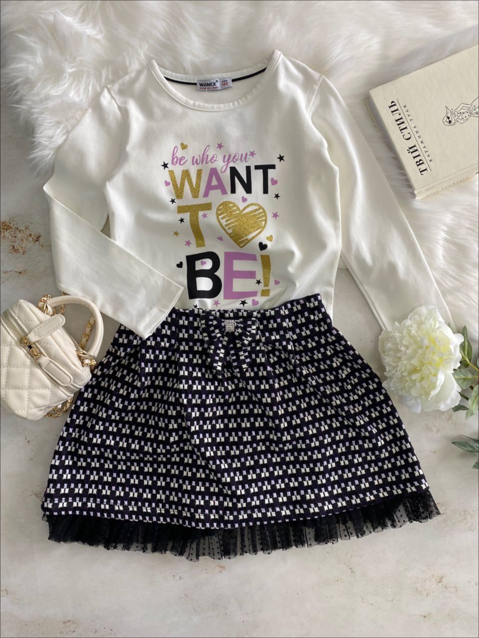 Нарядний костюм на дівчинку зі спідницею TK2-21723 Wanex, д, Зима, 1, фото 1