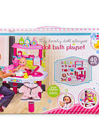 Ігровий набір для дівчинки "Пупс з ванною для купання та аксесуарами" Bambi 40 предметів дитячий