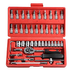 Набір інструментів із 46 предметів PIECE TOOL SET / Кейс з інструментами для ремонту / Набір торцевих ключів