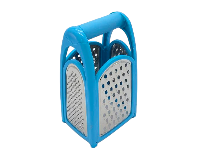 Тертка кухонна чотиристороння для овочів нержавіюча сталь Тертка ручна овочева з пластиковою ручкою H 21 cm