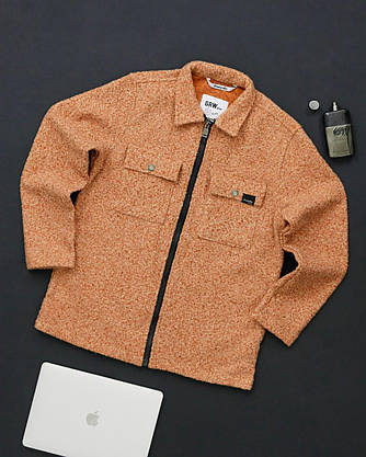 Чоловіча куртка-сорочка баранчик бежева, Повсякденна чоловіча куртка-сорочка з довгими рукавами весняна, фото 5