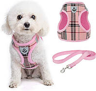 Комплект шлейки и поводка для маленьких собак, регулируемый и удобный мягкий светоотражающий жилет