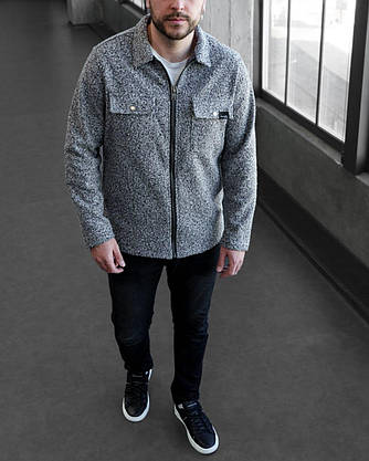 Чоловіча куртка-сорочка з довгим рукавом демісезонна, повсякденна чоловіча куртка-сорочка на блискавці, фото 2