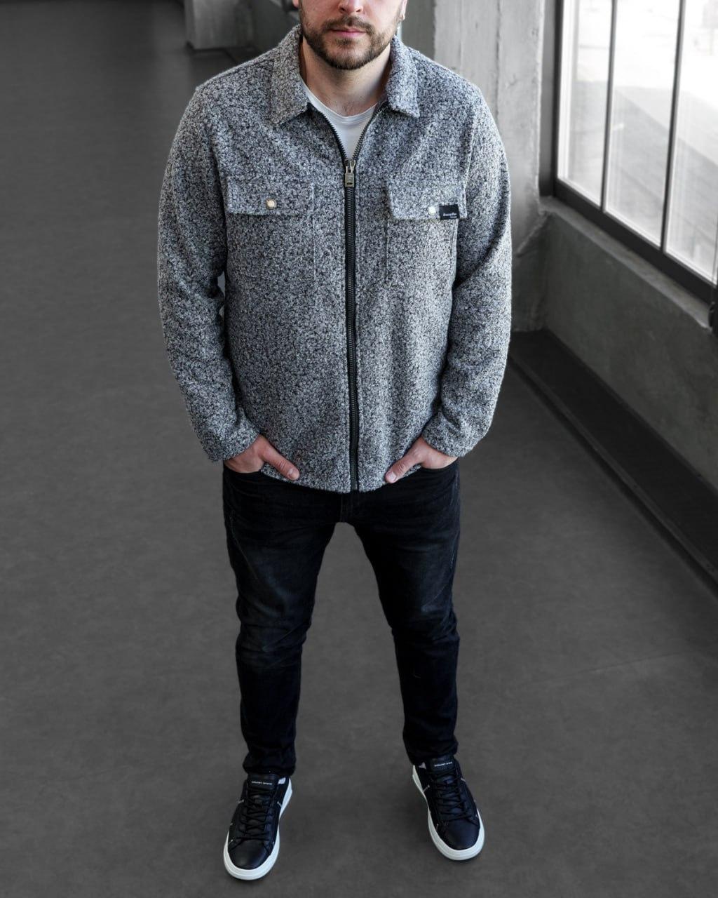 Чоловіча куртка-сорочка з довгим рукавом демісезонна, повсякденна чоловіча куртка-сорочка на блискавці