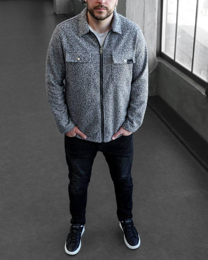 Чоловіча куртка-сорочка з довгим рукавом демісезонна, повсякденна чоловіча куртка-сорочка на блискавці, фото 1