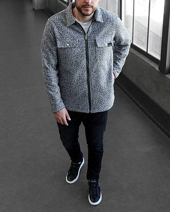 Чоловіча куртка-сорочка з довгим рукавом демісезонна, повсякденна чоловіча куртка-сорочка на блискавці, фото 3