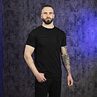 Чоловіча тактична футболка чорна з липучками армійська на літо, фото 2