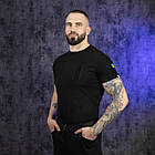 Чоловіча тактична футболка чорна з липучками армійська на літо, фото 4