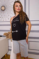Жіноча футболка чорного кольору з написом 198R007