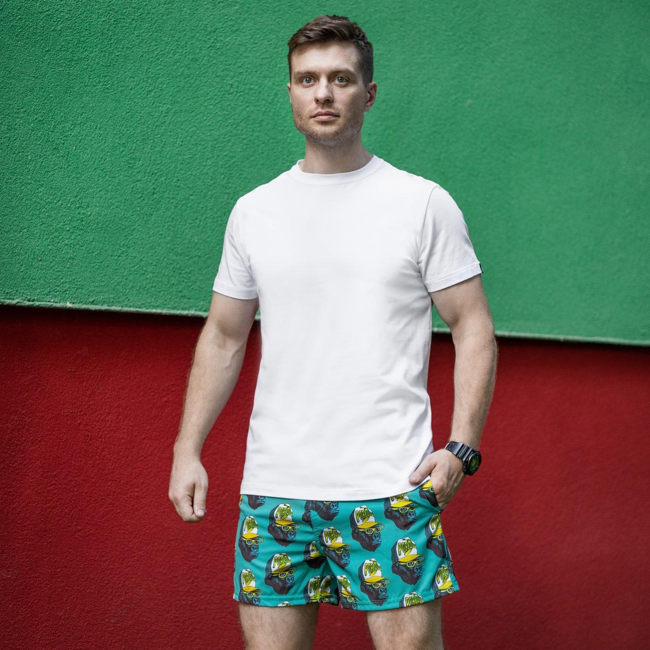 Чоловіча футболка біла базова прилегла бавовняна однотонна, фото 1