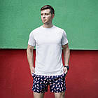 Чоловіча футболка біла базова прилегла бавовняна однотонна, фото 4