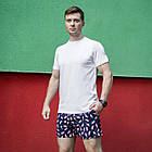 Чоловіча футболка біла базова прилегла бавовняна однотонна, фото 3