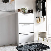 Тумбочка для взуття тридверна з ламінованого ДСП в передпокій Компактна взуттєва шафа 590 мм шириною