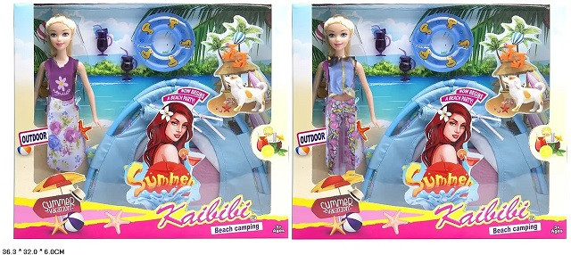 KMBLD145 Лялька типу Барбі іграшка, з наметом, посудом, собачкою, коробка 36,3*32*6 см