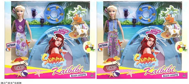 KMBLD145 Лялька типу Барбі іграшка, з наметом, посудом, собачкою, коробка 36,3*32*6 см, фото 1