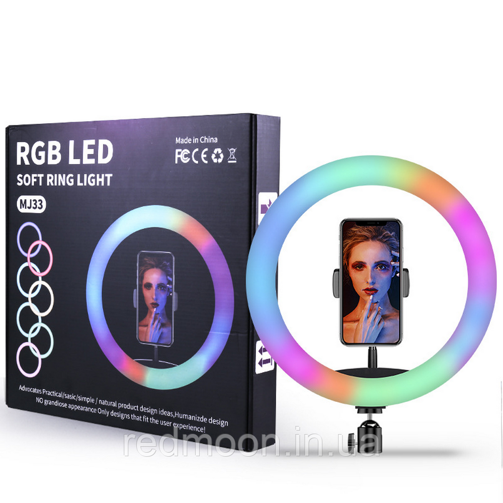 Кольцевая LED RGB лампа 33 см, от USB, MJ33 / Светодиодное кольцо для селфи и блогеров / Кольцевой свет - фото 10 - id-p1832132051