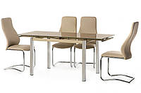 Стеклянный обеденный стол, стол в кухню или гостиную T-231 кофе-мокко Vetro Mebel 110(170)/74/75 см