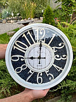 Часы настенные белые со стабилизированным мхом синий 30 см