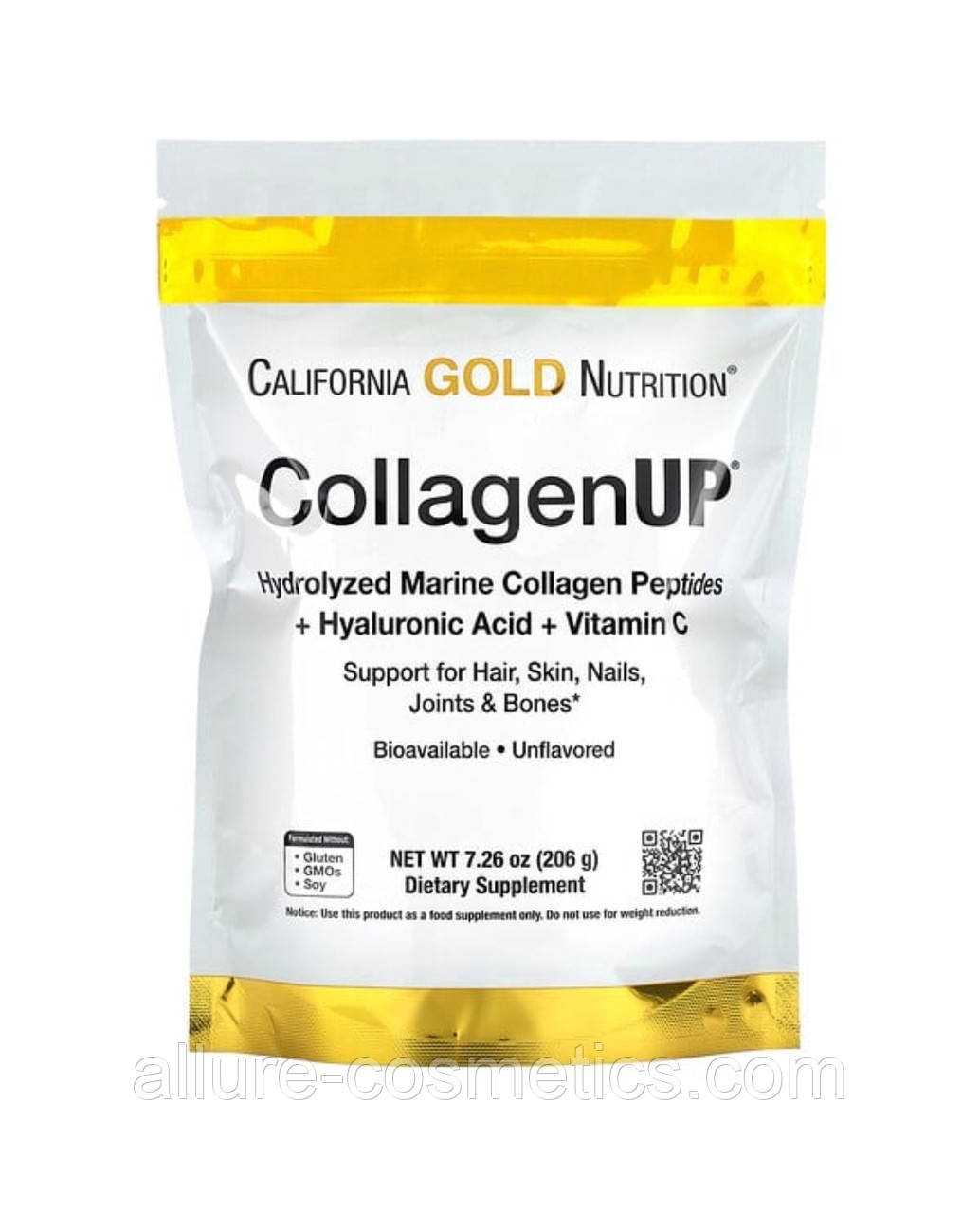 Морський колаген з гіалуроновою кислотою і вітаміном С California Gold Nutrition CollagenUP 206гр