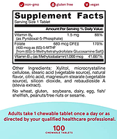 Метил B12 і метилфолат 1000 мкг/400 мкг (Methyl B12 & Methyl Folate) Jarrow Formulas 100 жувальні таблетки, фото 4
