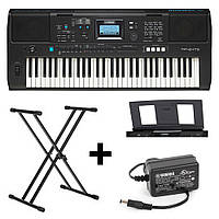 Синтезатор Yamaha PSR-E473 + стійка посилена, пюпітр, блок живлення
