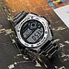 Годинник наручний чоловічий сталевий Casio оригінал, електронний годинник водонепроникний протиударний з підсвічуванням, фото 3