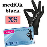 Рукавиці нітрилові чорні Mediok розмір XS, щільність 3,5г, уп100 шт.