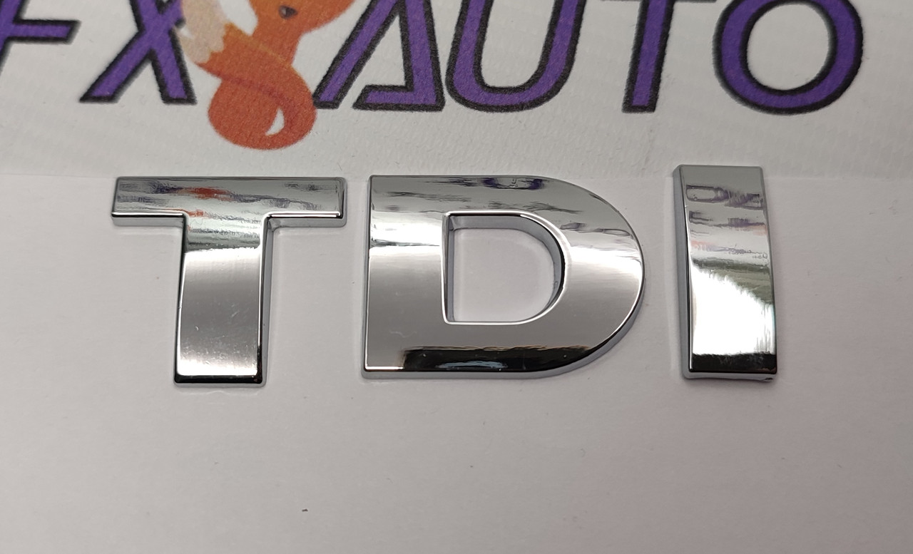 Емблема шильдик логотип "TDI" 75 Х 26 мм Хромована для VOLKSWAGEN SKODA VAG, фото 1