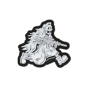 Нашивка на липучці Dozen Rubber Patch - Death With Gun "Black" (9 * 8 см)