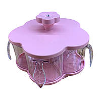 Органайзер для сыпучих продуктов Rotating Condiment Box вращающийся пластиковый Розовый