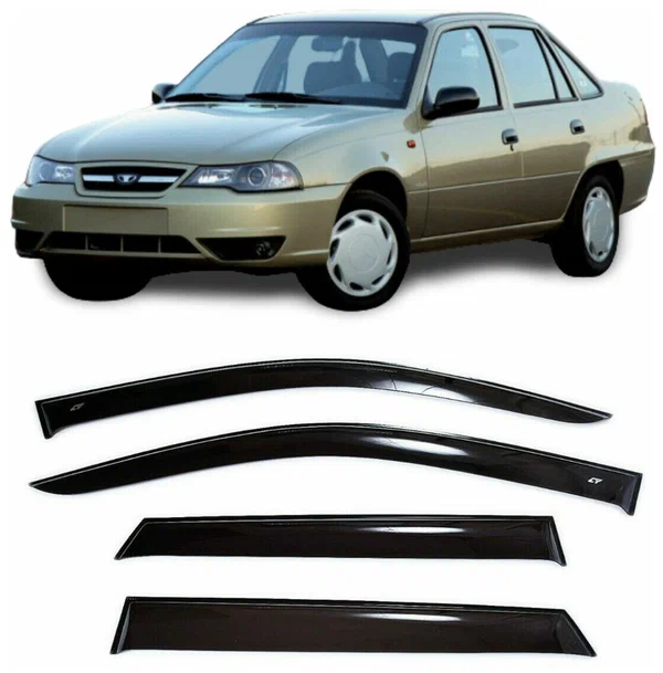 Дефлектори вікон вітровики для Daewoo Nexia 1996-2016 (скотч) AV-Tuning