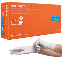 Латексные перчатки Mercator Medical Dermagel, M (7-8), белые, неопудренные, 100 шт