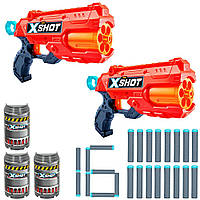 Набор быстрострельных бластеров X-Shot Red EXCEL Reflex Double (2 бластера, 3 банки, 16 патронов) 36434R