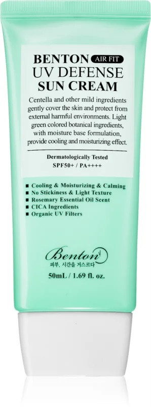 Сонцезахисний крем з центелою Air Fit UV Defense SPF50 PA++++, BENTON 50 мл, термін до 09.2025